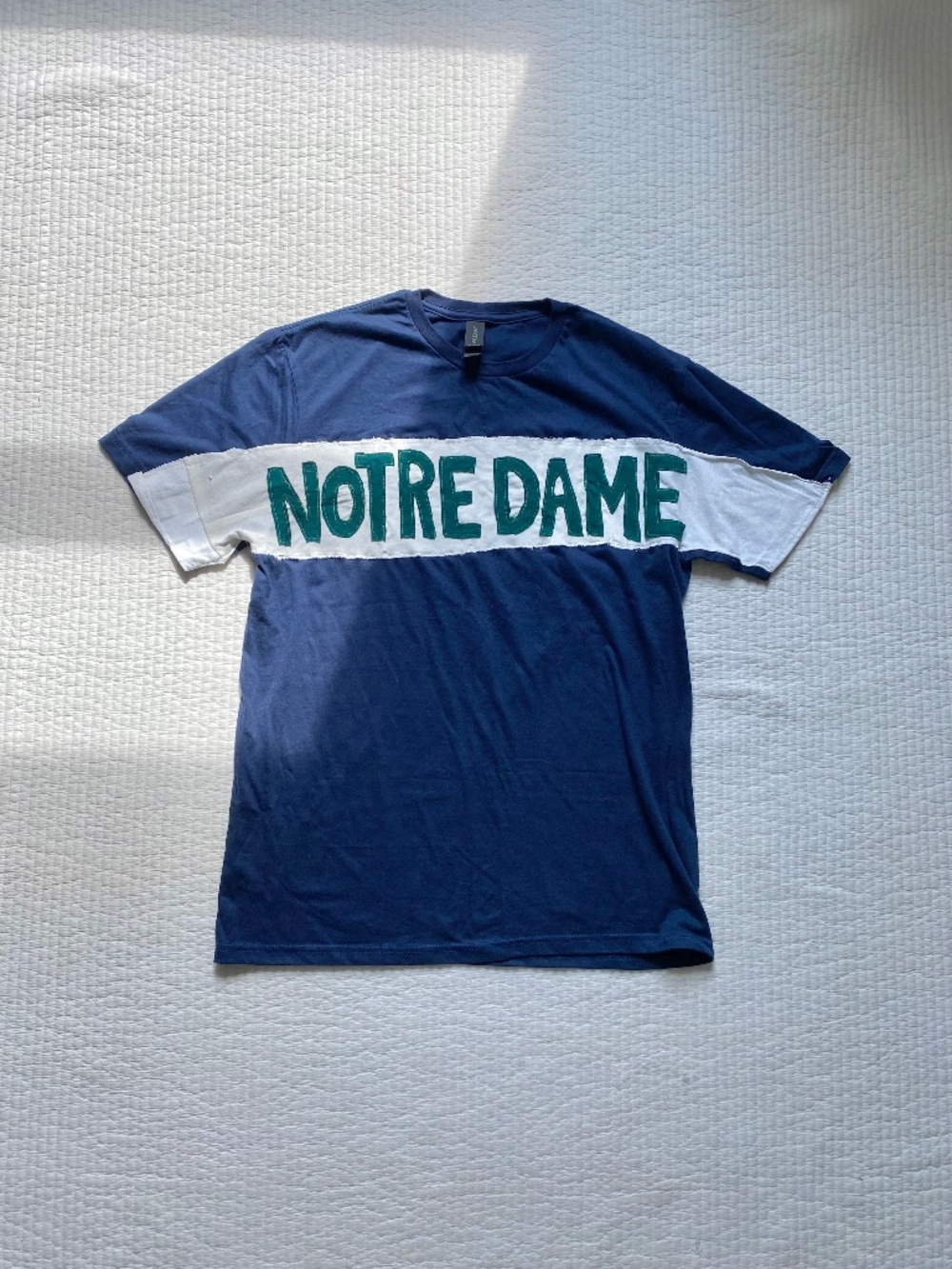 University of notre dame patchwork upcycled tee